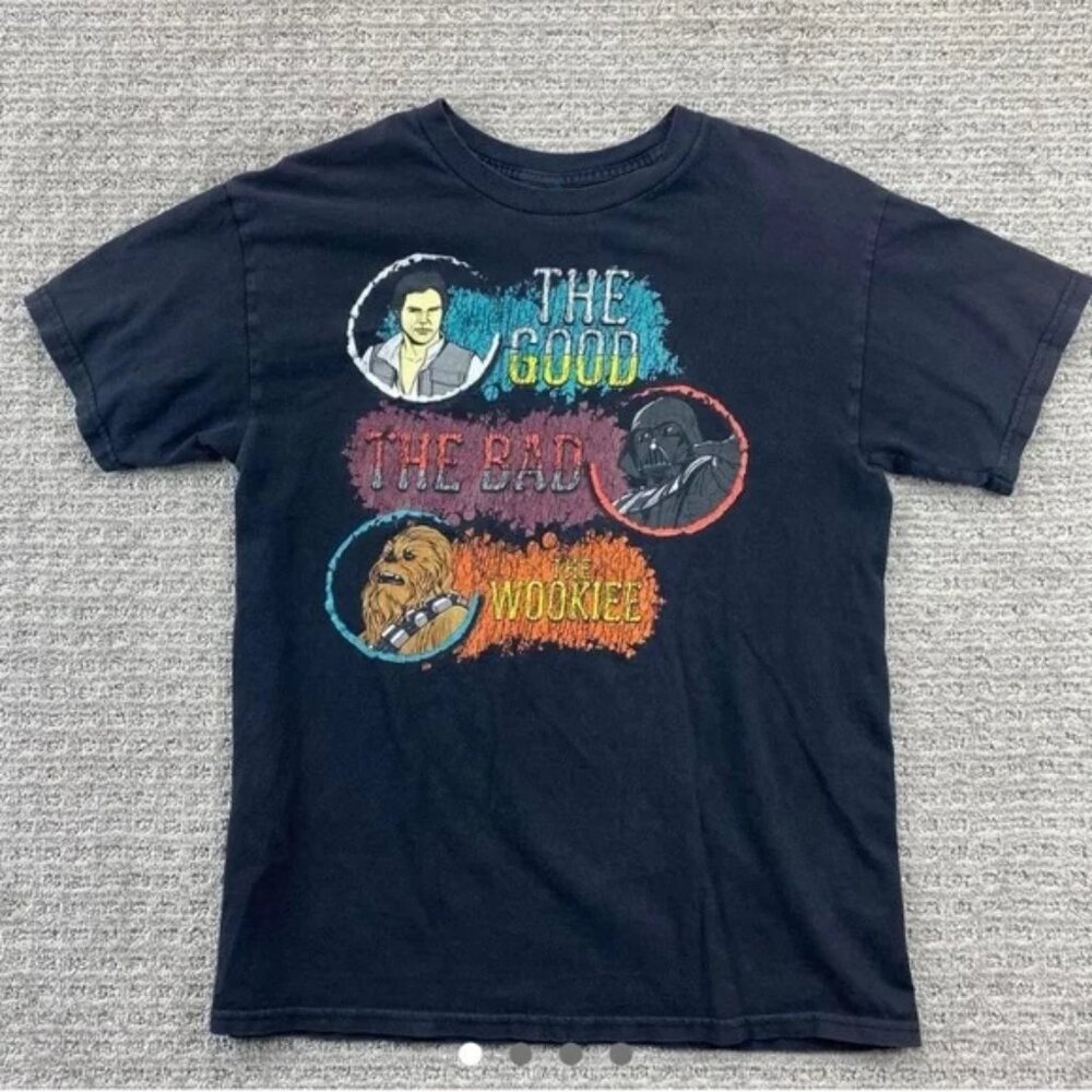 Star Wars Shirt Adult Men Medium M Black Faded The Good The Bad And The Wookie